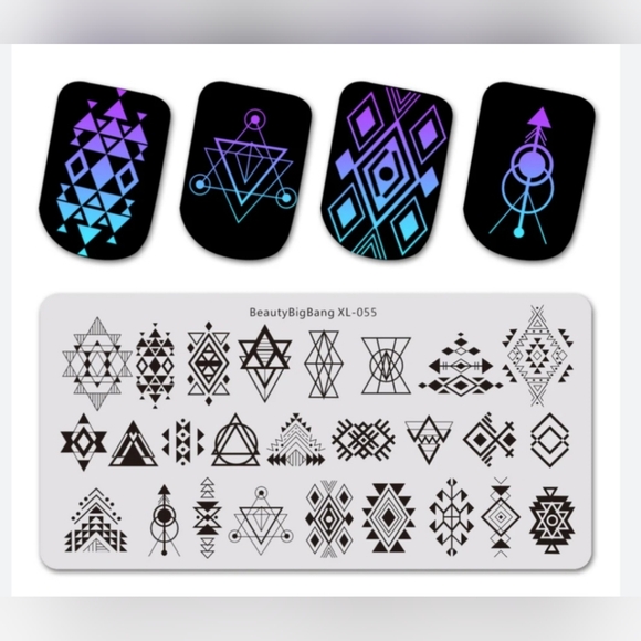 NEW Geometric Pattern Stamping Plate Big Bang Beauty XL-055 - Picture 3 of 11